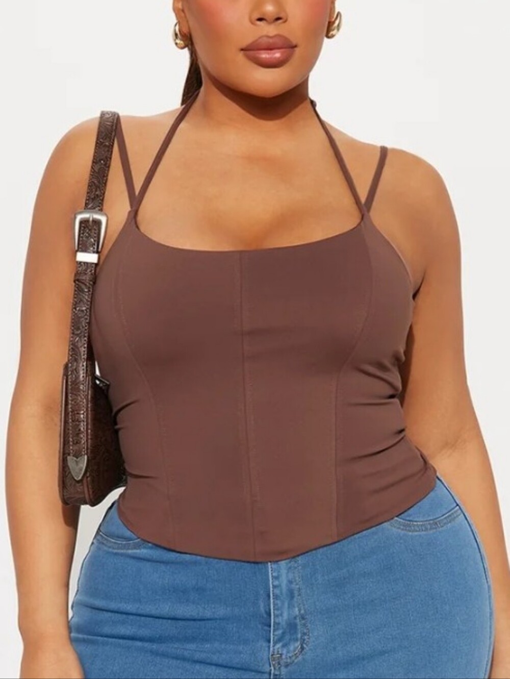 Fashion Nova Size 2X Brown Corset Tank